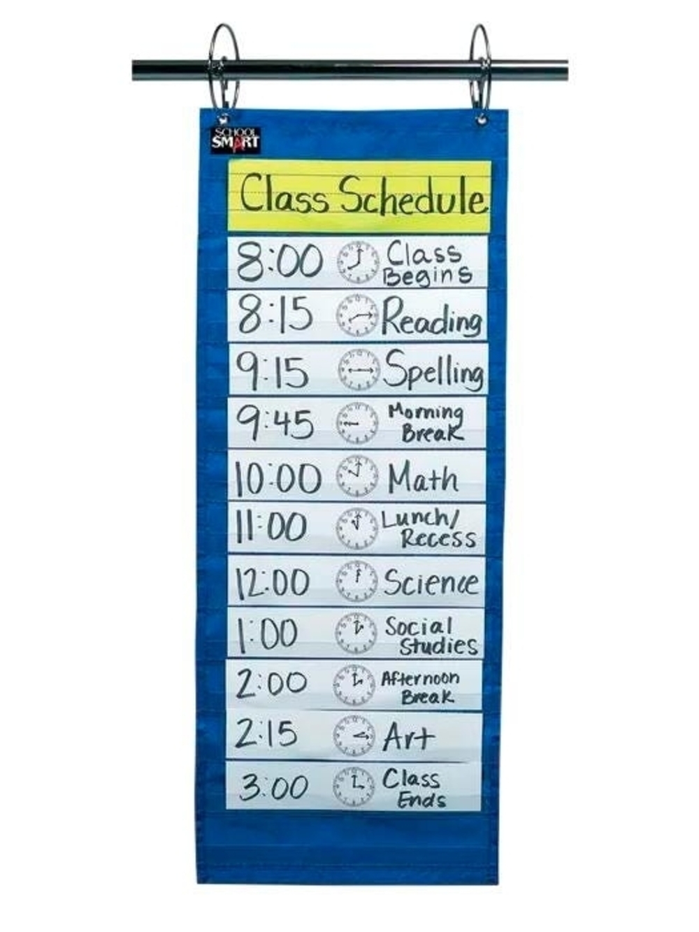 Blue Class Schedule Pocket Chart Organizer
